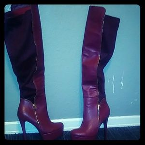 Red Knee length heels